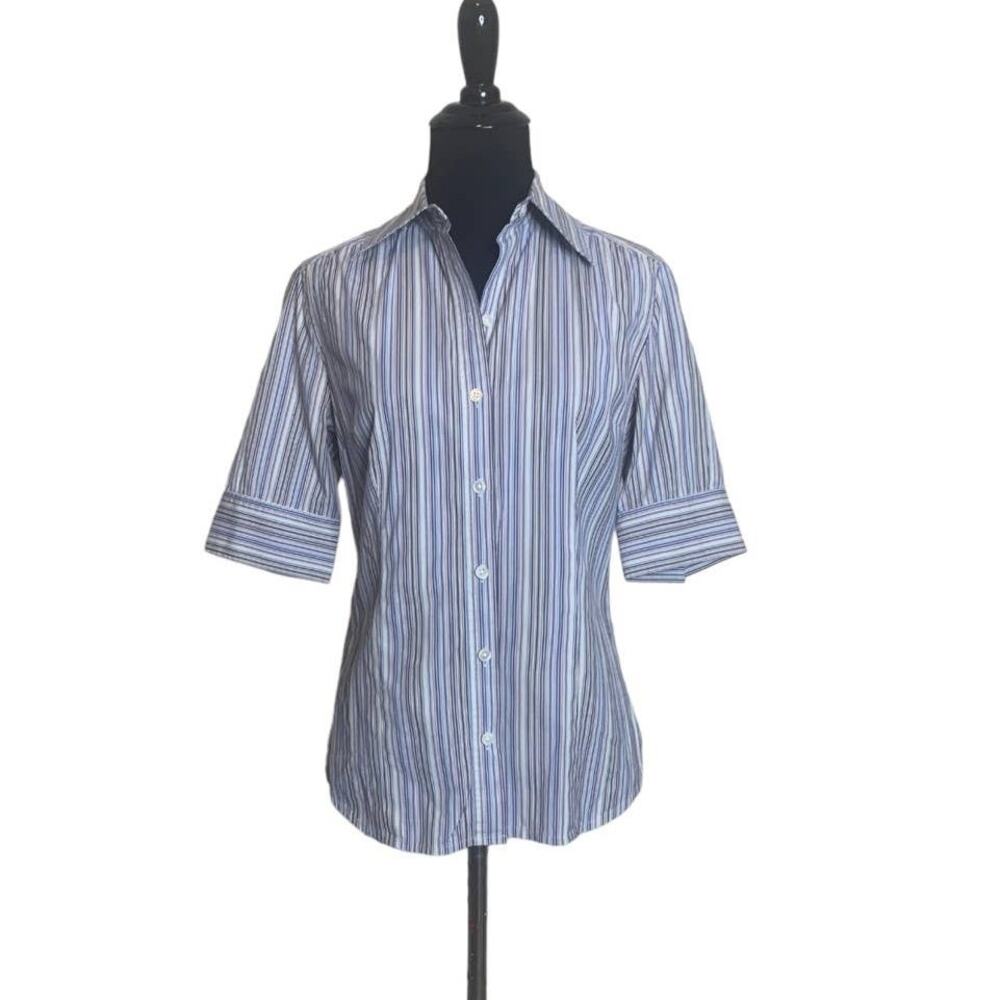 Express purple white stretch pinstripes buttoned shirt size 2